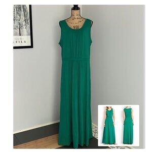 Lands End Sleeveless Shirred Maxi Dress Sz XL (18)
